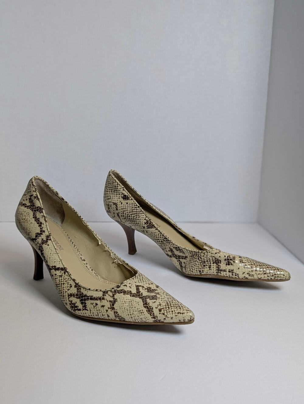 Enzo Angiolini Womens 8M Eazinnon Snakeskin Leather Pointed Toe Dress Pumps